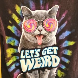 LET'S GET WEIRD cat sunglasses trippy psychedelic odm tshirt